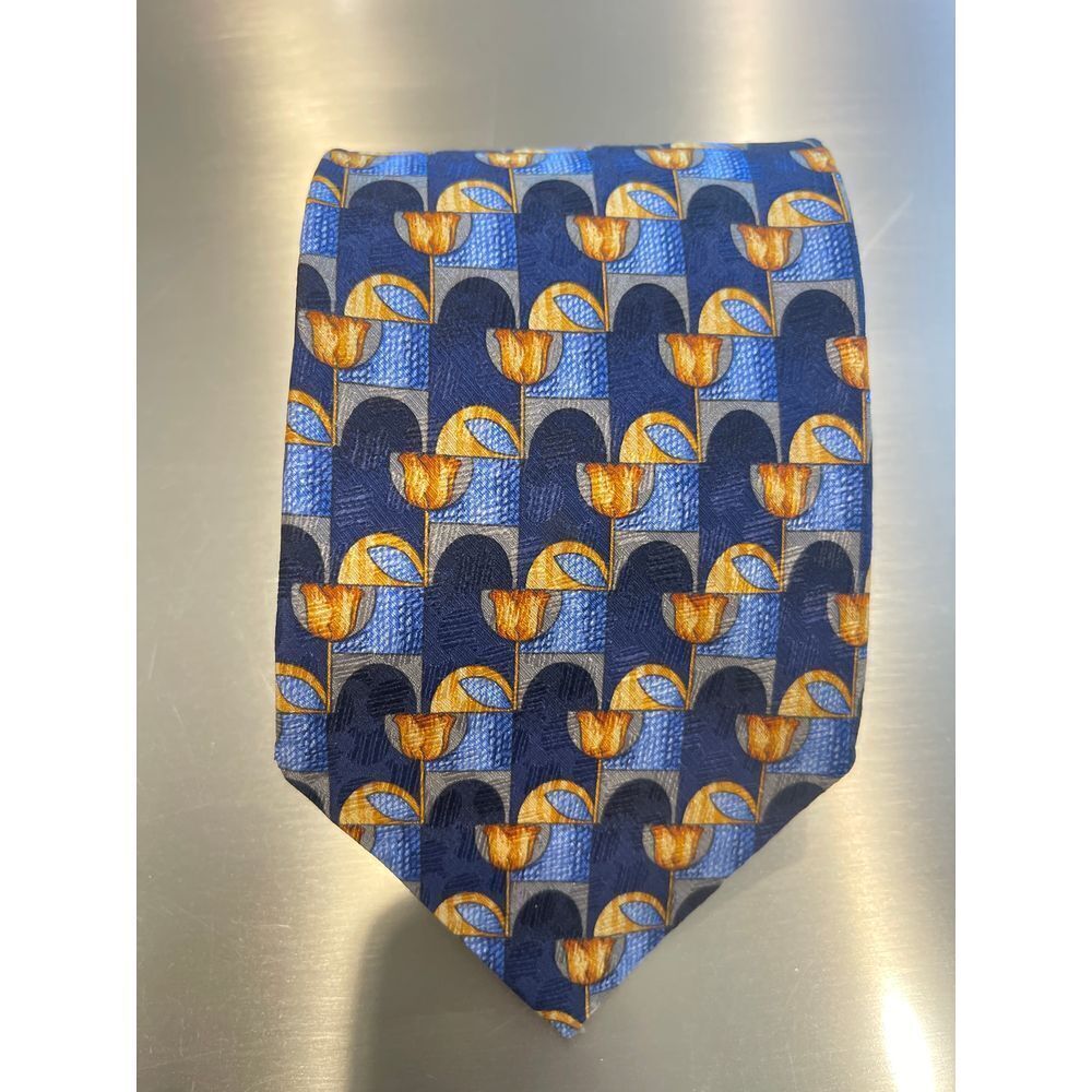 Ermenegildo Zegna Blue Geometric‎ Silk Tie Luxury Italian Designer Necktie Z-104